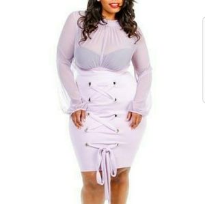 Lace up Lavender Sheer Top Dress